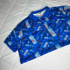 Tipsy Elves Men’s Natural Light Beer Polo Shirt Size L Blue Party Print